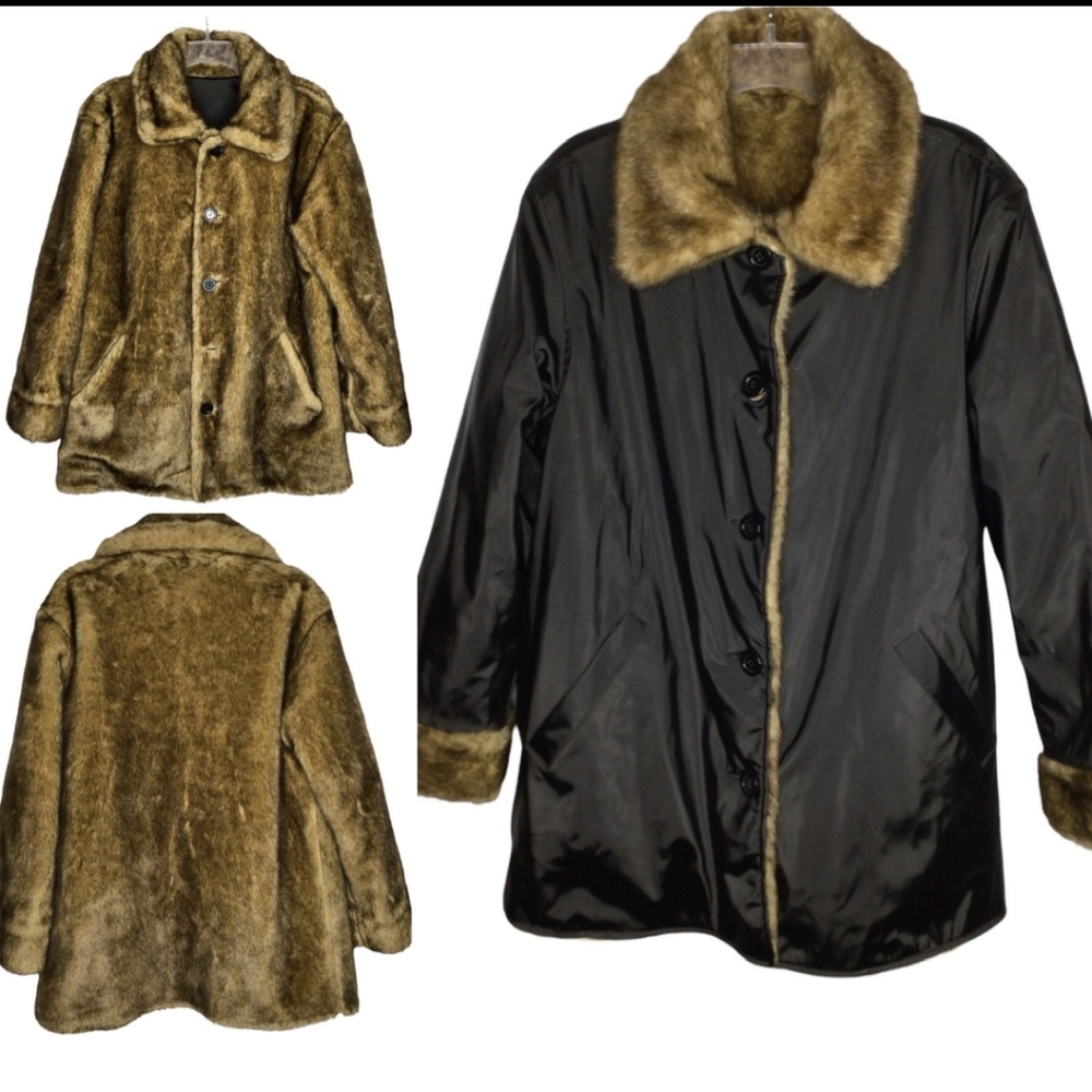 Vintage 80's Donnybrook Brown Faux Fur Coat Jacket Medium REVERSIBLE (SOLD)